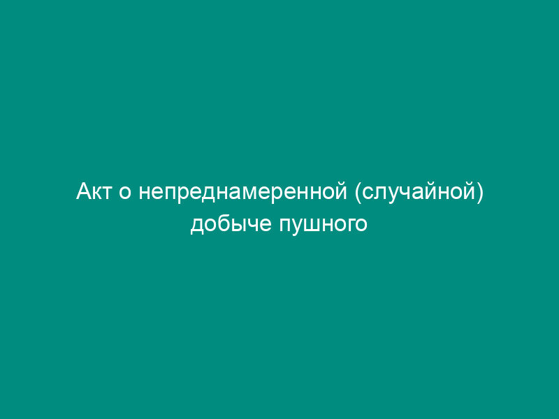 Акт о непреднамеренной (случайной) добыче пушного зверя