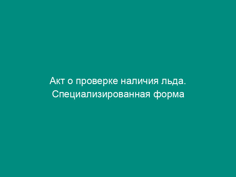 Акт о проверке наличия льда. Специализированная форма N 4-РТ
