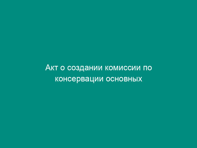 Акт о создании комиссии по консервации основных средств
