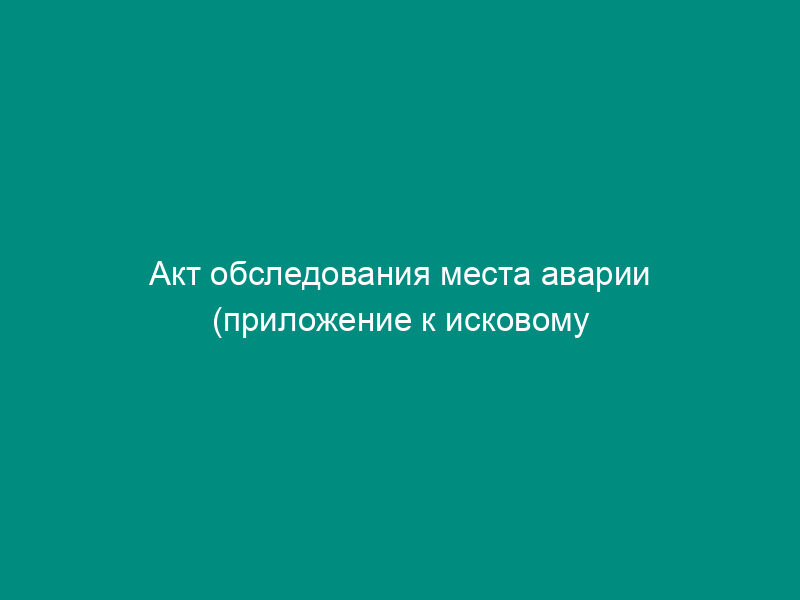 Акт обследования места аварии (приложение к исковому заявлению о возмещении ущерба, причиненного заливом нежилого помещения (склада))