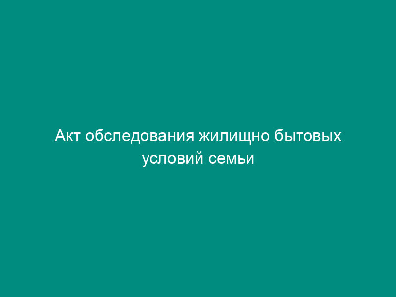 Акт обследования жилищно бытовых условий семьи