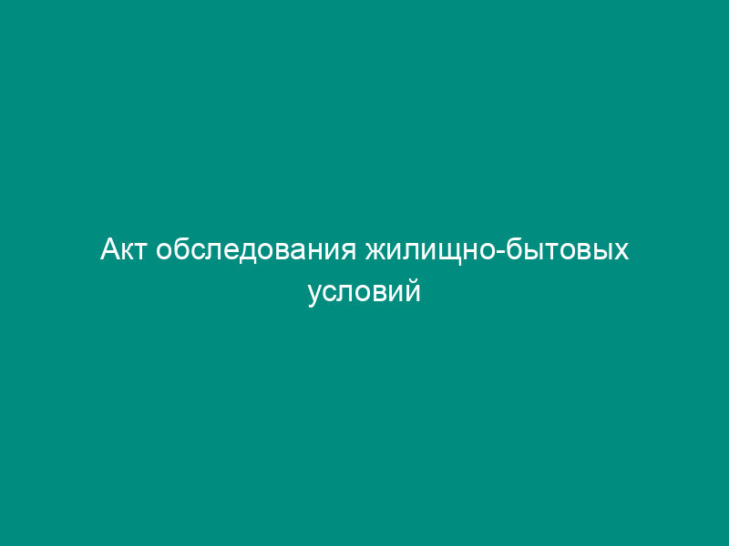 Акт обследования жилищно-бытовых условий