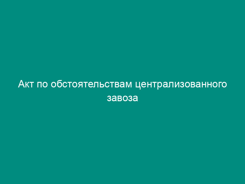 Акт по обстоятельствам централизованного завоза (вывоза) груза автомобильным транспортом в морской порт