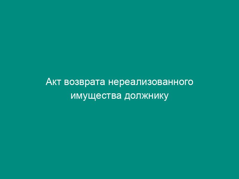 Акт возврата нереализованного имущества должнику