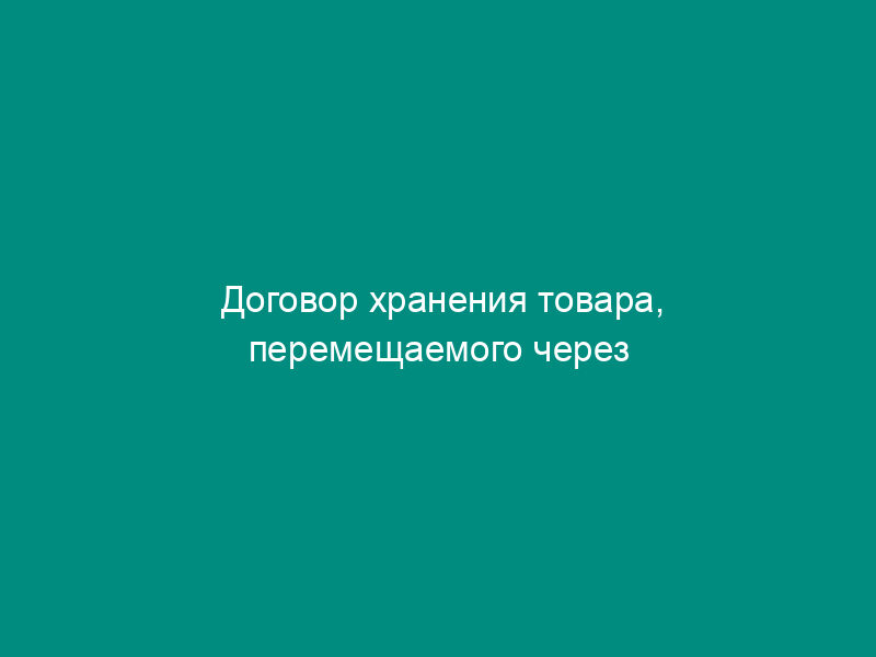 Договор хранения товара, перемещаемого через государственную границу