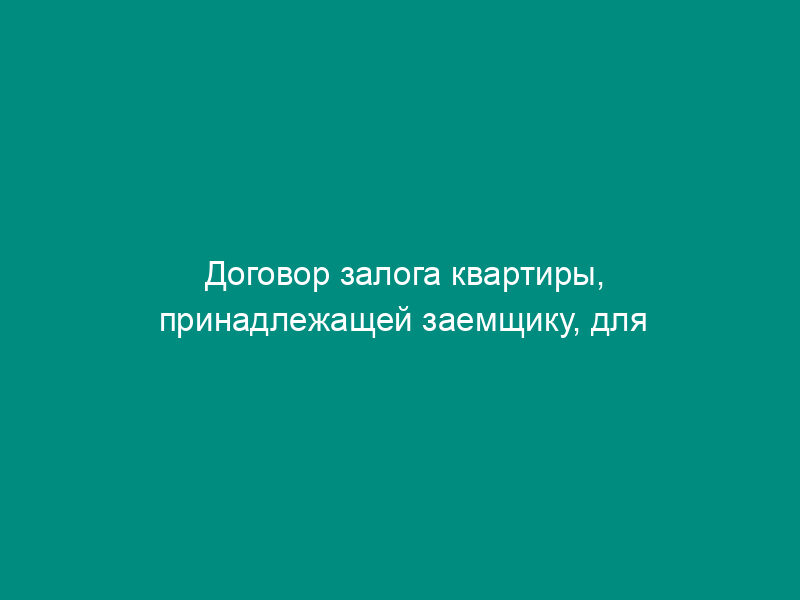 Договор залога квартиры, принадлежащей заемщику, для обеспечения возврата суммы займа по договору займа с залоговым обеспечением