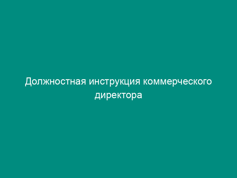 Должностная инструкция коммерческого директора