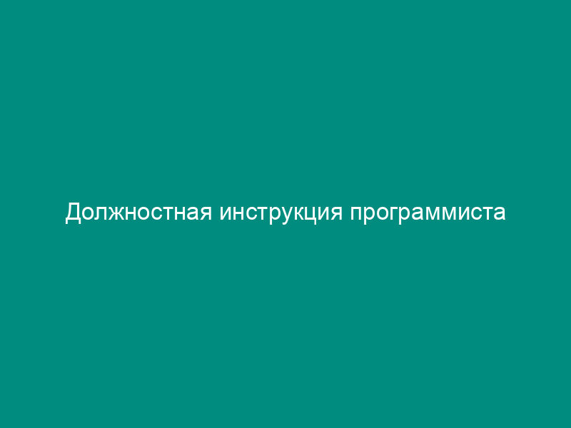 Должностная инструкция программиста