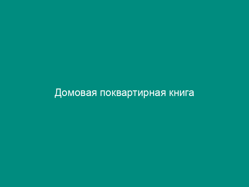 Домовая поквартирная книга