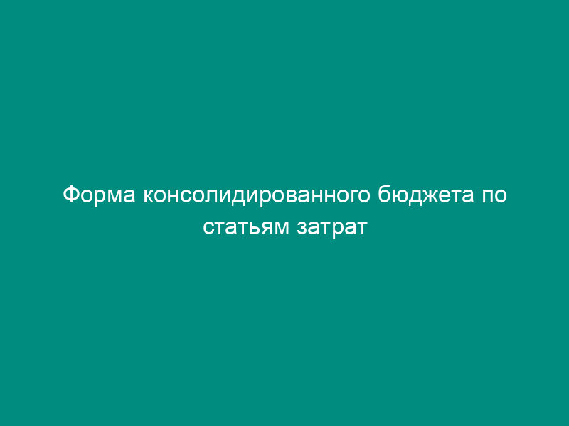 Форма консолидированного бюджета по статьям затрат на подготовку, переподготовку и повышение квалификации персонала