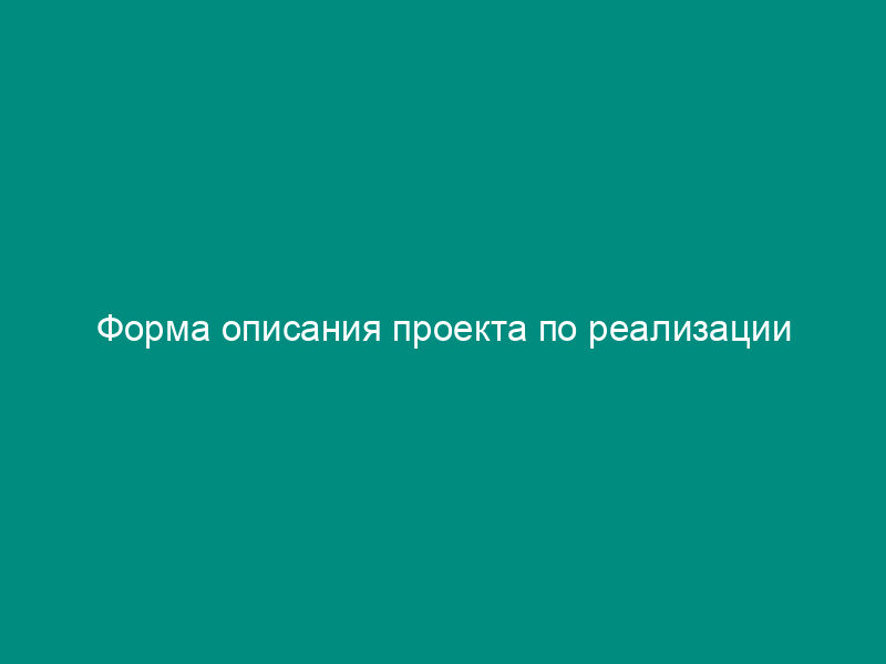 Форма описания проекта по реализации административной реформы в федеральном органе исполнительной власти