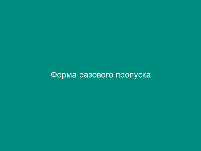 Форма разового пропуска