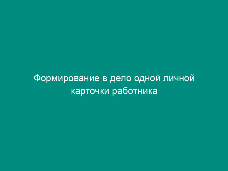 Формирование в дело одной личной карточки работника (пример)