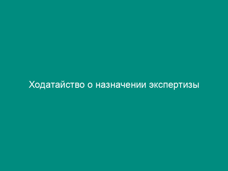 Ходатайство о назначении экспертизы