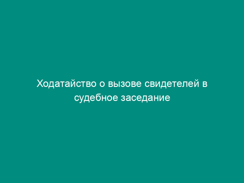 Ходатайство о вызове свидетелей в судебное заседание по иску о разделе совместно нажитого имущества (пример)