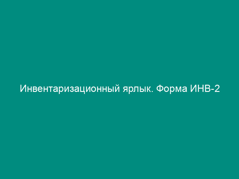 Инвентаризационный ярлык. Форма ИНВ-2