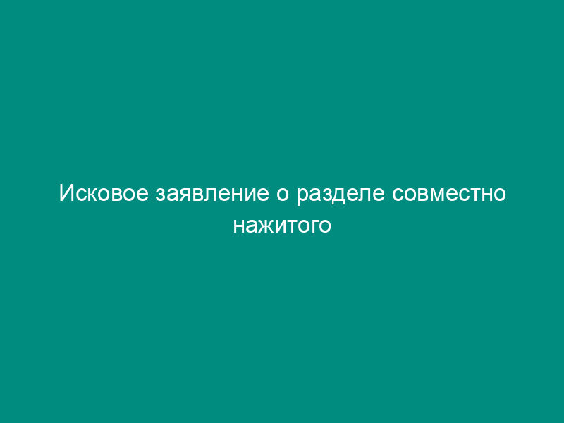Исковое заявление о разделе совместно нажитого имущества супругов