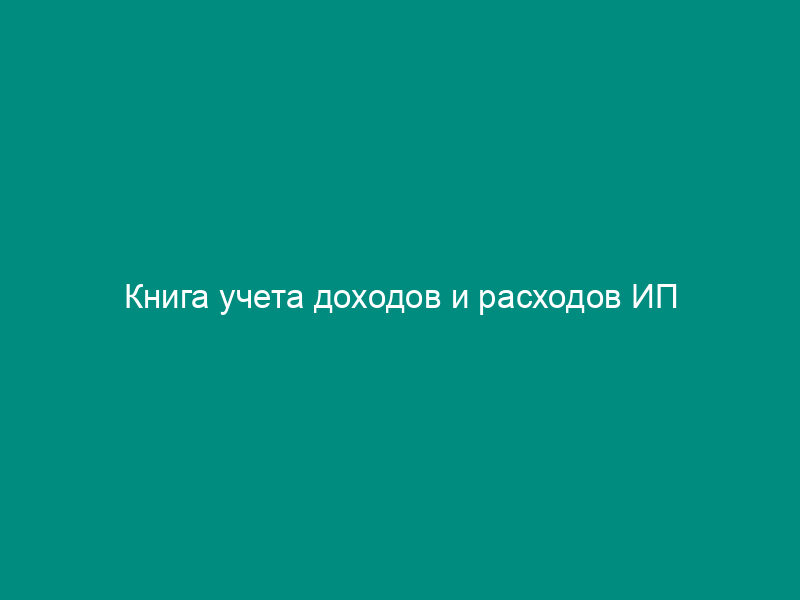 Книга учета доходов и расходов ИП