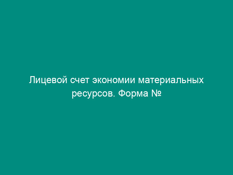 Лицевой счет экономии материальных ресурсов. Форма № м-20
