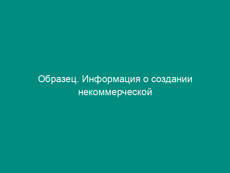 Образец. Информация о создании некоммерческой организации