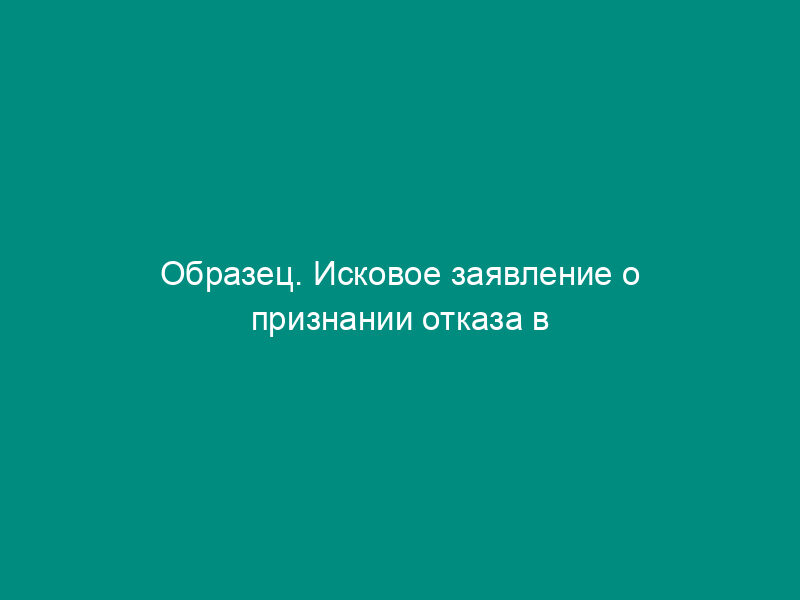 Образец. Исковое заявление о признании отказа в регистрации акционерного общества недействительным