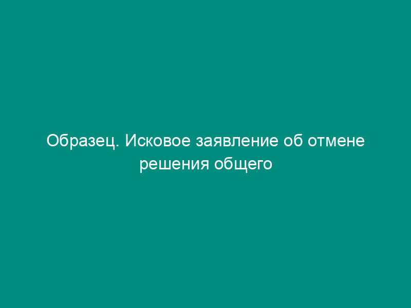 Образец. Исковое заявление об отмене решения общего собрания учредителей