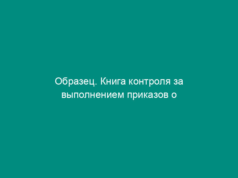 Образец. Книга контроля за выполнением приказов о проведении   инвентаризации (приказ Минфина РФ от 13.06.95 № 49)