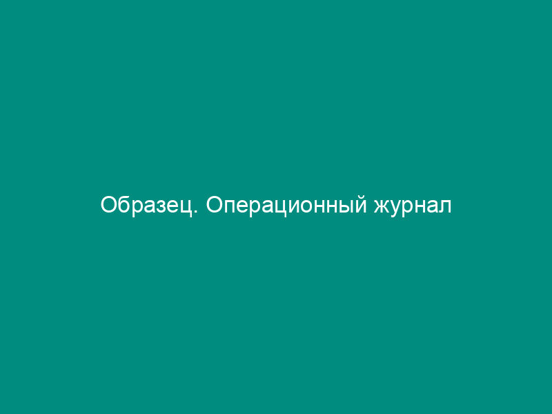 Образец. Операционный журнал