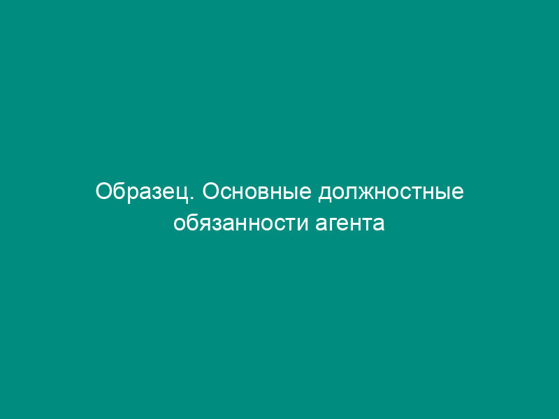 Образец. Основные должностные обязанности агента