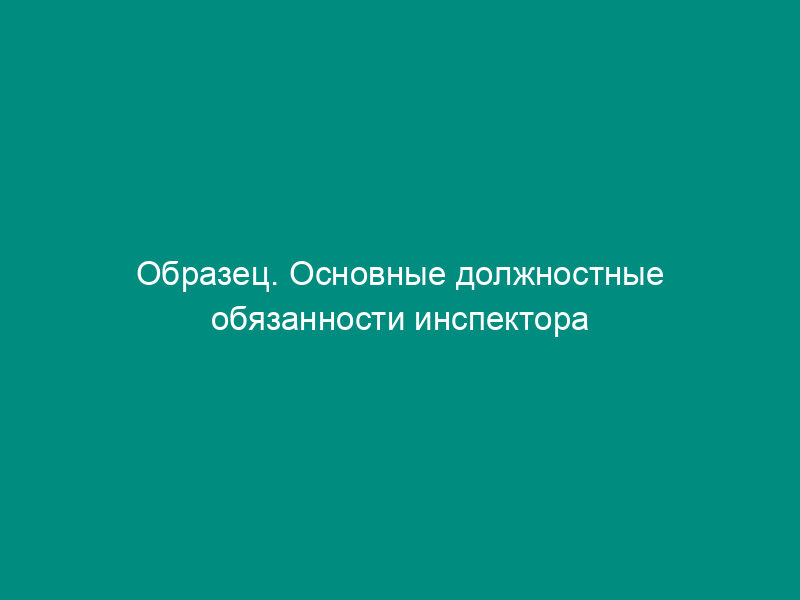 Образец. Основные должностные обязанности инспектора по кадрам, по контролю за исполнением поручений (включая старших)