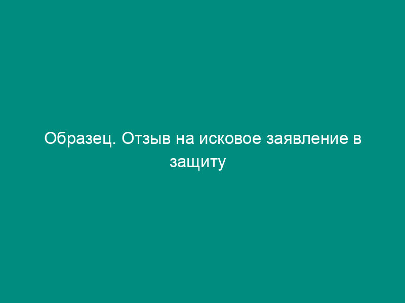 Образец. Отзыв на исковое заявление в защиту   государственных и общественных интересов (в порядке ст. 109 АПК РФ)