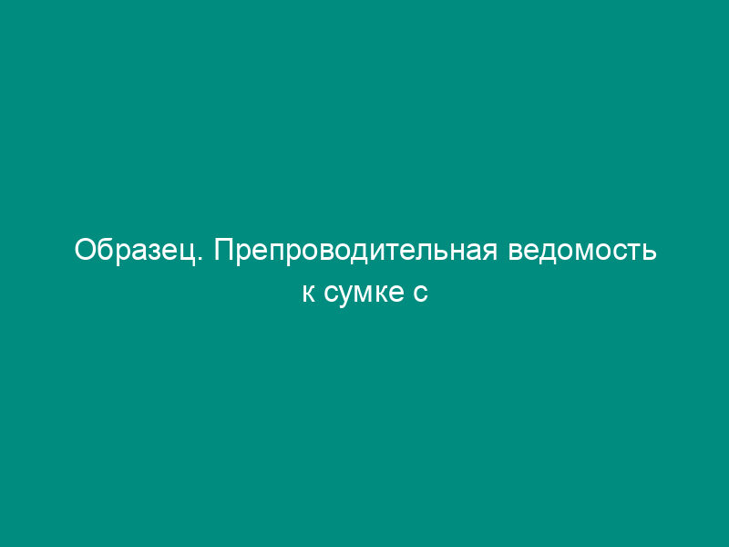 Образец. Препроводительная ведомость к сумке с денежной выручкой