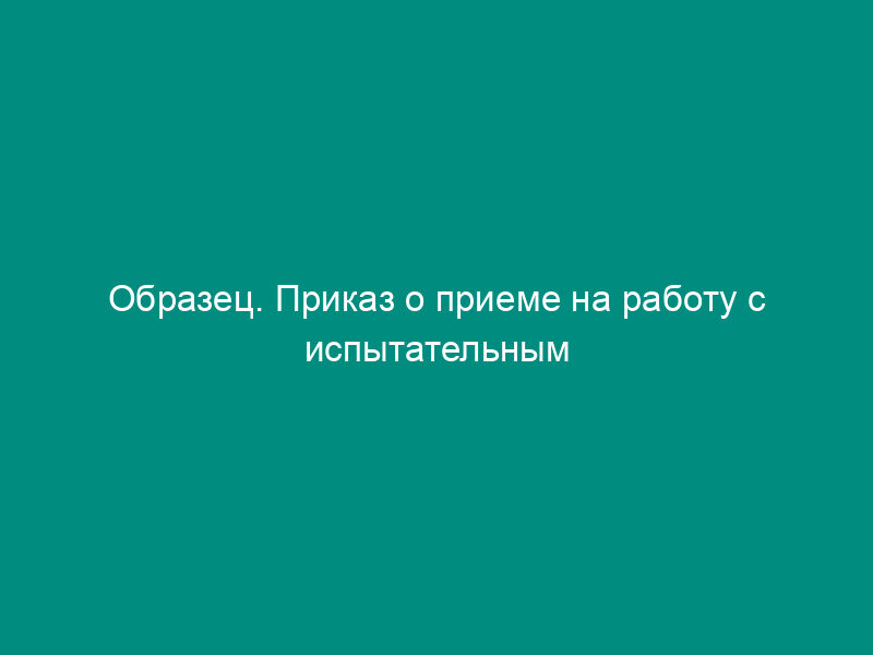 Образец. Приказ о приеме на работу с испытательным сроком