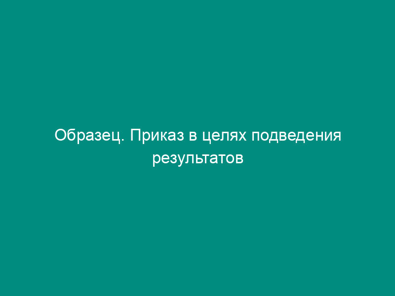 Образец. Приказ в целях подведения результатов испытания деловых качеств
