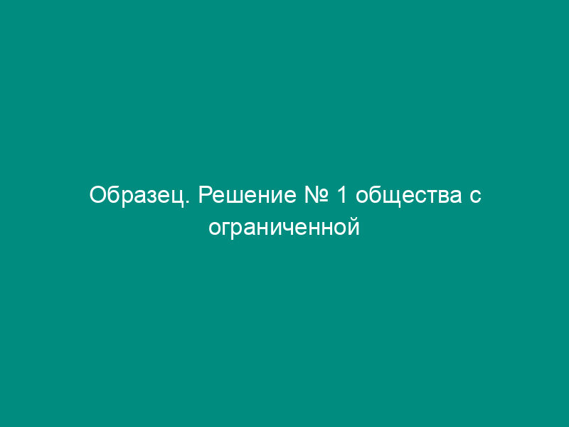 Образец. Решение № 1 общества с ограниченной ответственностью