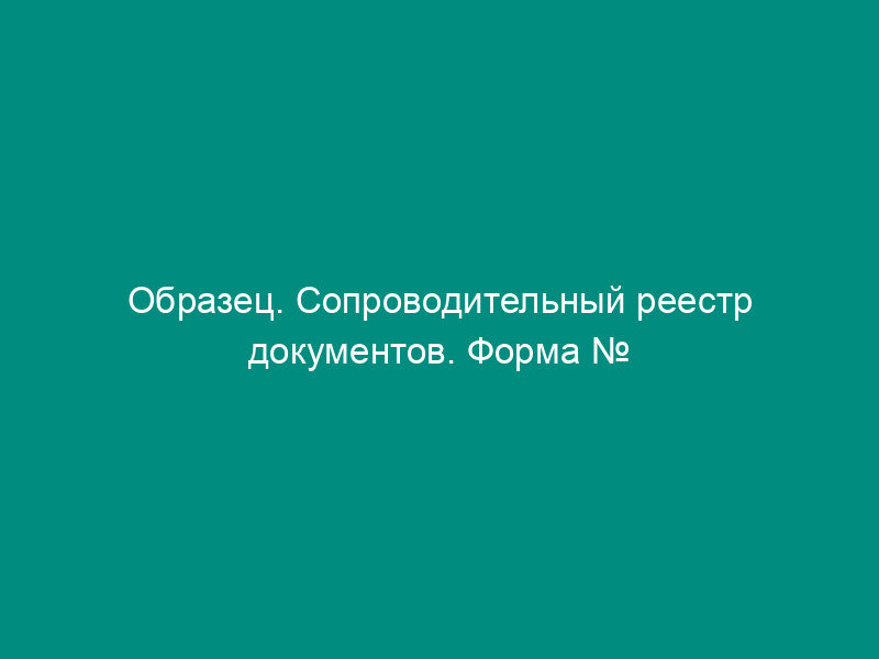 Образец. Сопроводительный реестр документов. Форма № 16