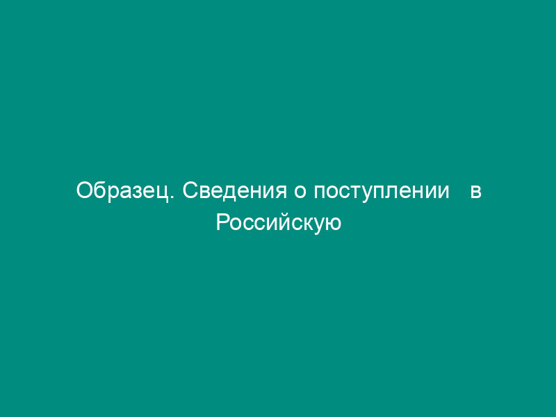Образец. Сведения о поступлении   в Российскую Федерацию валютной выручки от экспорта товаров
