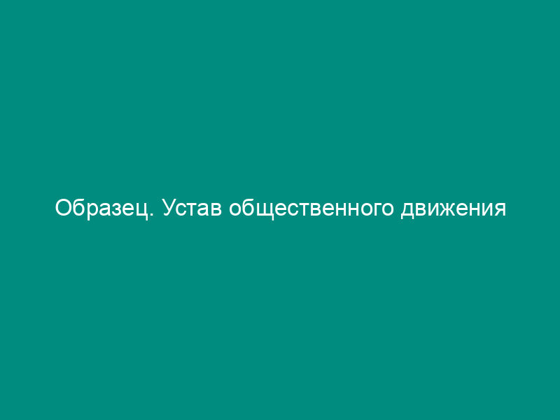 Образец. Устав общественного движения