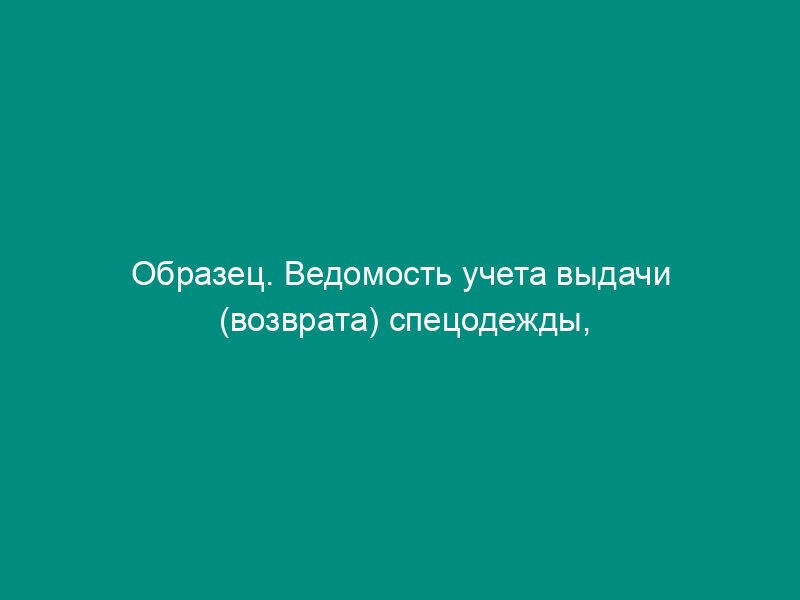 Образец. Ведомость учета выдачи (возврата) спецодежды, спецобуви и предохранительных приспособлений. Форма № мб-7