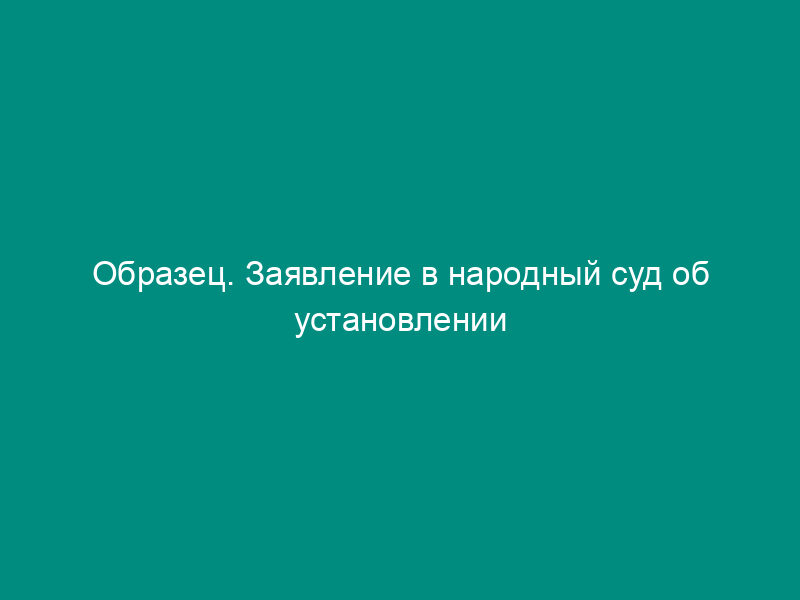Образец. Заявление в народный суд об установлении факта принятия наследства
