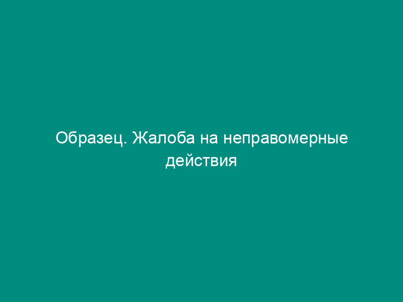 Образец. Жалоба на неправомерные действия должностного лица (органа государственного управления)