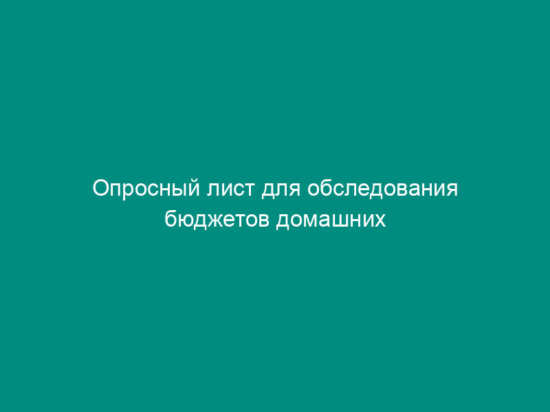 Опросный лист для обследования бюджетов домашних хозяйств. Форма N 1-В