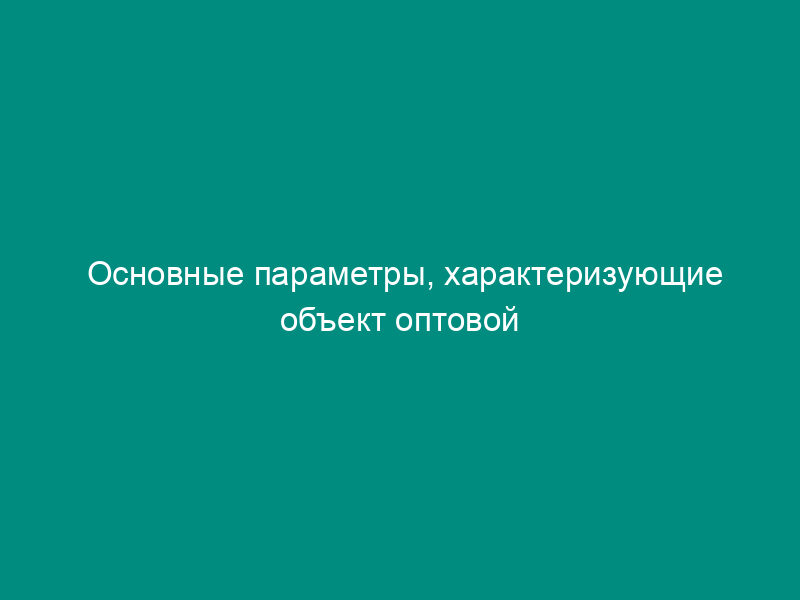 Основные параметры, характеризующие объект оптовой торговли