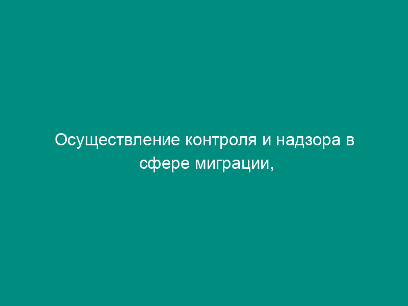 Осуществление контроля и надзора в сфере миграции, противодействие нелегальной миграции. Оценка деятельности подразделения иммиграционного контроля