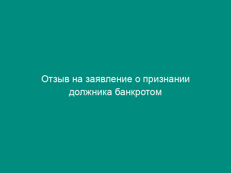 Отзыв на заявление о признании должника банкротом