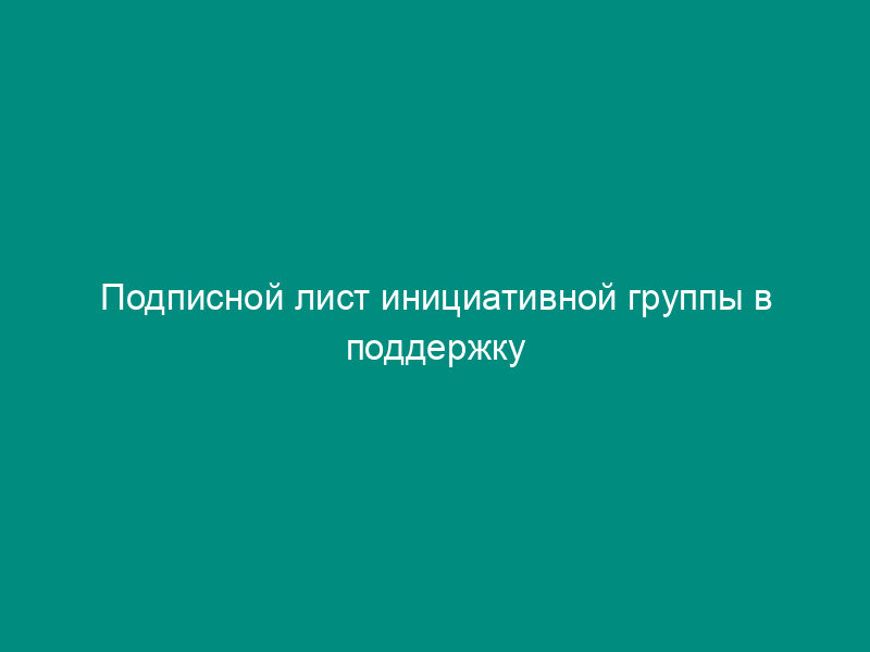 Подписной лист инициативной группы в поддержку проведения публичных слушаний по проекту нормативного правового акта городского округа Лыткарино Московской области