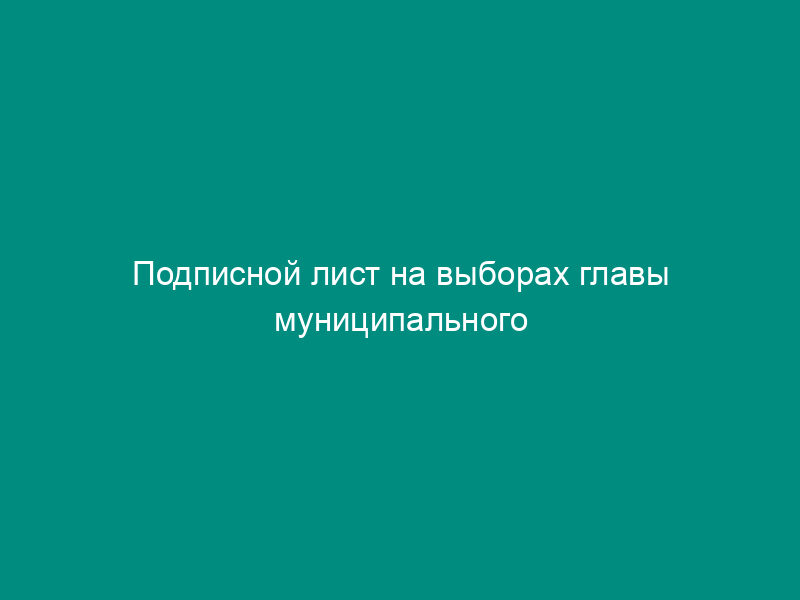 Подписной лист на выборах главы муниципального образования