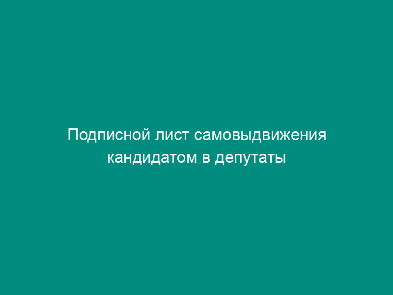 Подписной лист самовыдвижения кандидатом в депутаты Законодательного Собрания Иркутской области первого созыва по одномандатному (четырехмандатному) избирательному округу