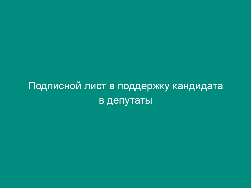 Подписной лист в поддержку кандидата в депутаты Законодательного Собрания Камчатского края первого созыва по одномандатному (многомандатному) избирательному округу