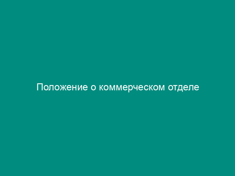 Положение о коммерческом отделе